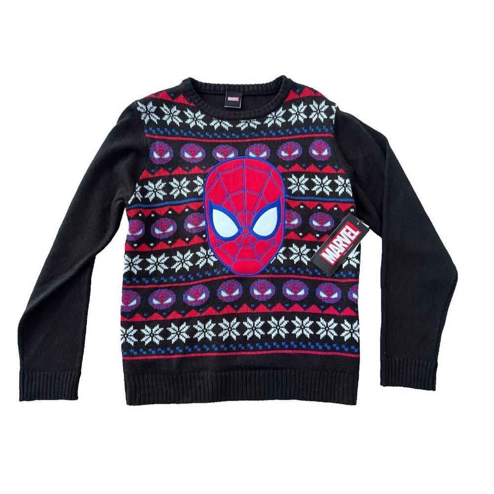 Marvel Boys Spiderman Snowflakes Sweater XL ( 14-16 )